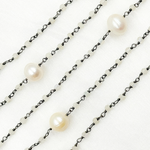 Load image into Gallery viewer, Moonstone &amp; Pearl Oxidized 925 Sterling Silver Wire Chain. MS68
