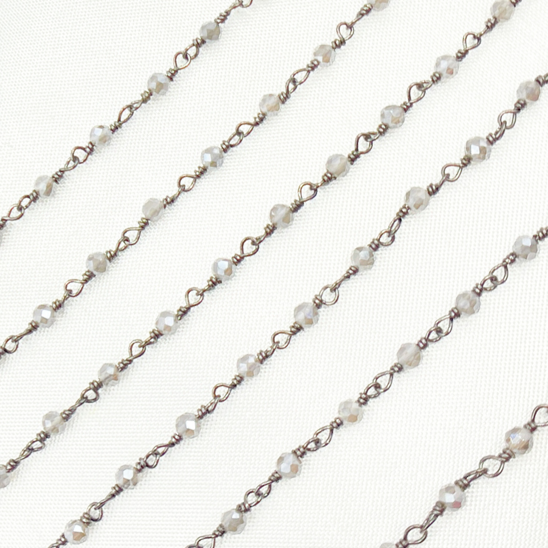 Coated Labradorite Oxidized Wire Chain. CLB28