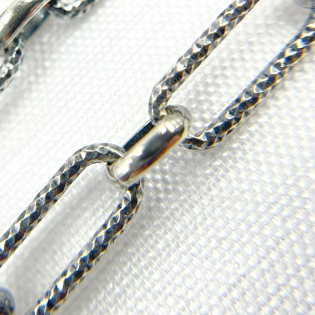 Oxidized 925 Sterling Silver Diamond Cut Paperclip Chain. V166OX