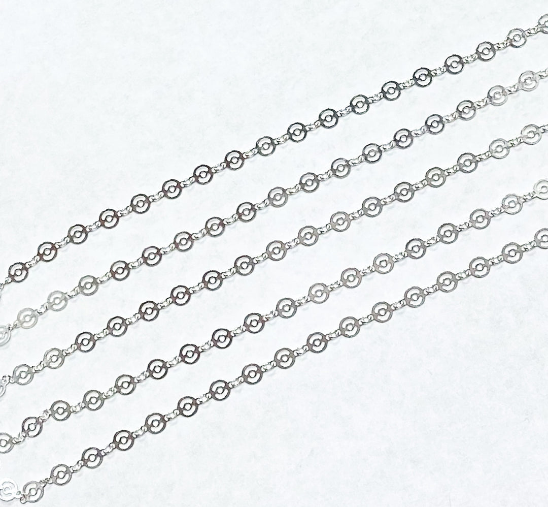 925 Sterling Silver Patterned Round Disc Chain. V15SS