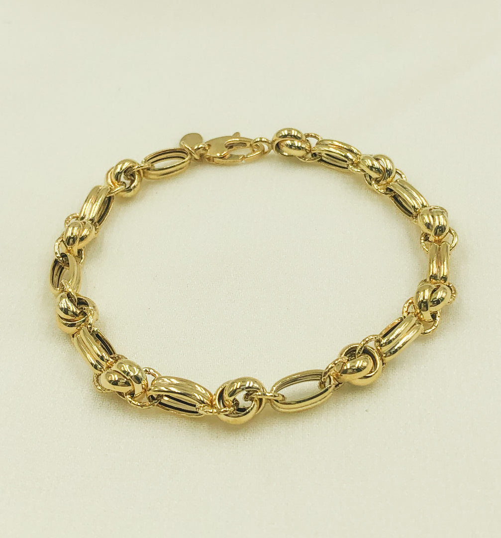 14K Solid Gold Oval Bracelet