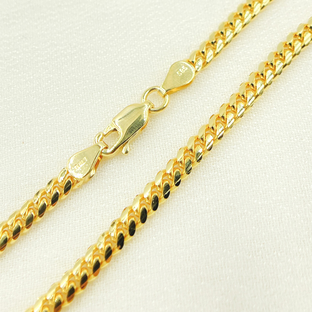 14K Solid Yellow Gold Flat Curb Link Necklace