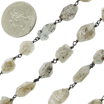 Diamond Quartz Organic Shape Oxidized Wire Chain.