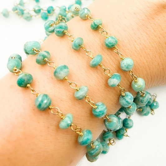 Amazonite Gold Plated Wire Chain