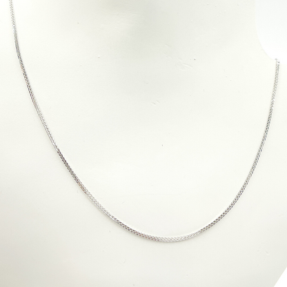 14K Solid White Gold Wheat Chain