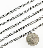 Load image into Gallery viewer, Black Rhodium 925 Sterling Silver Rolo Link Chain. V89BR
