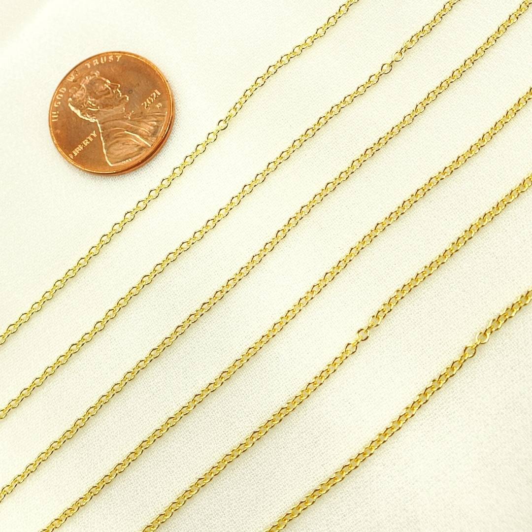 14K Solid Gold Medium Cable Round Link Unfinished Chain. 038R27L01byFt