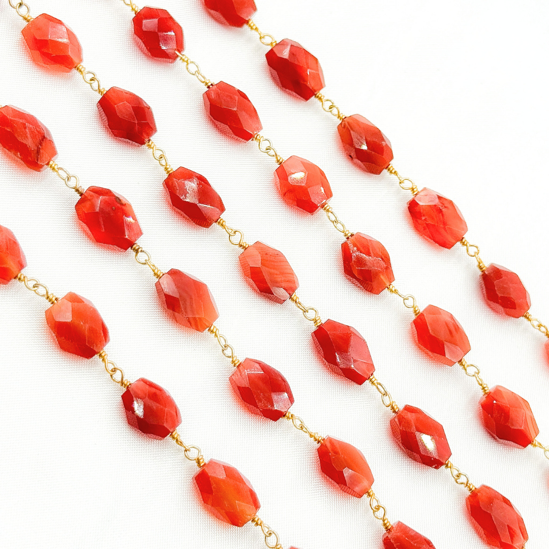 Carnelian Oval Gold Plated Wire Chain.