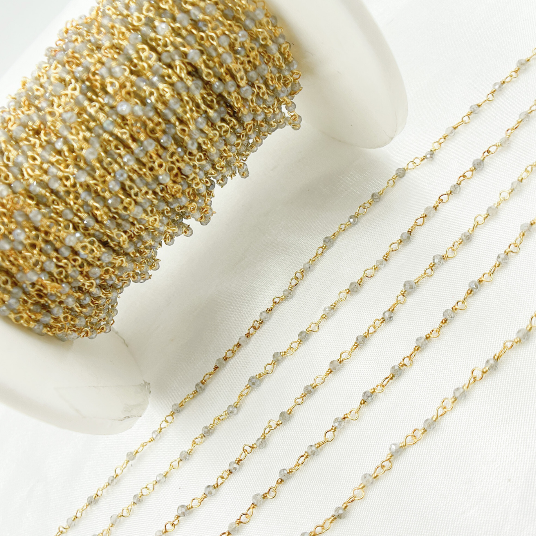 Coated Labradorite Wire Wrap Chain