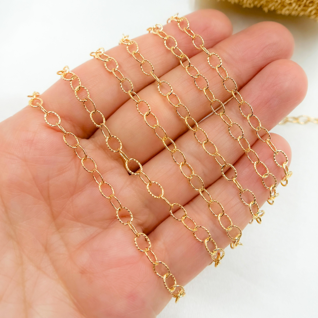 14k Gold Filled Hammered Cable Chain. 2207LGF