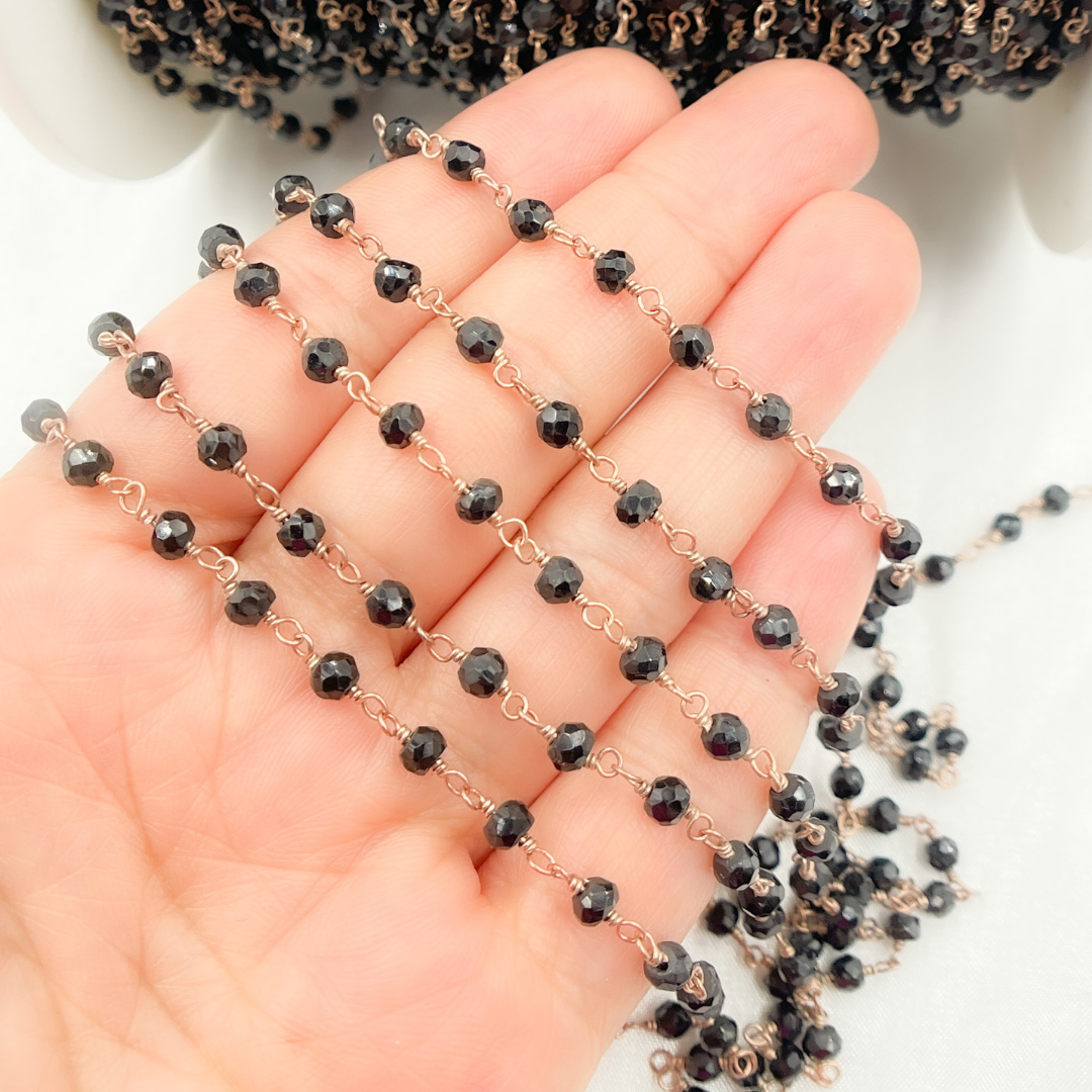 Black Spinel Rose Gold Plated Wire Chain