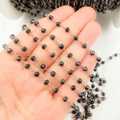 Black Spinel Rose Gold Plated Wire Chain