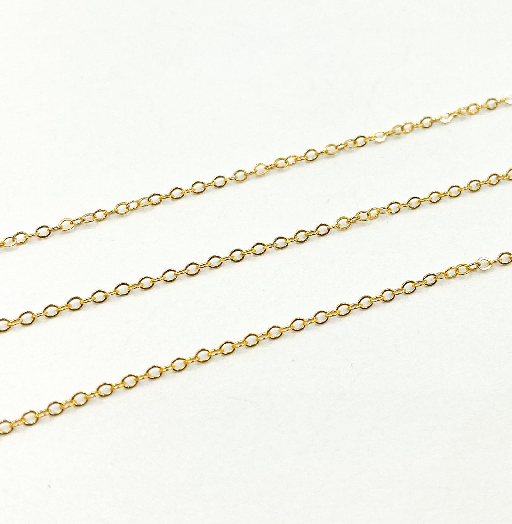 14k Gold Filled 1.6x1.2mm Flat Link Cable Chain. 1025FGF