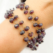 Garnet Gold Plated Wire Chain