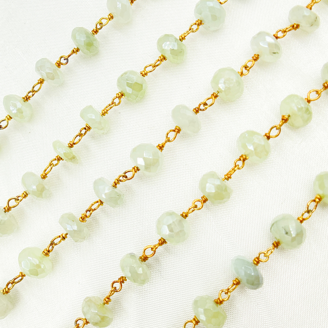 Coated Prehnite Gold Plated Wire Chain. CPR7