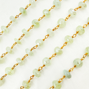 Coated Prehnite Gold Plated Wire Chain