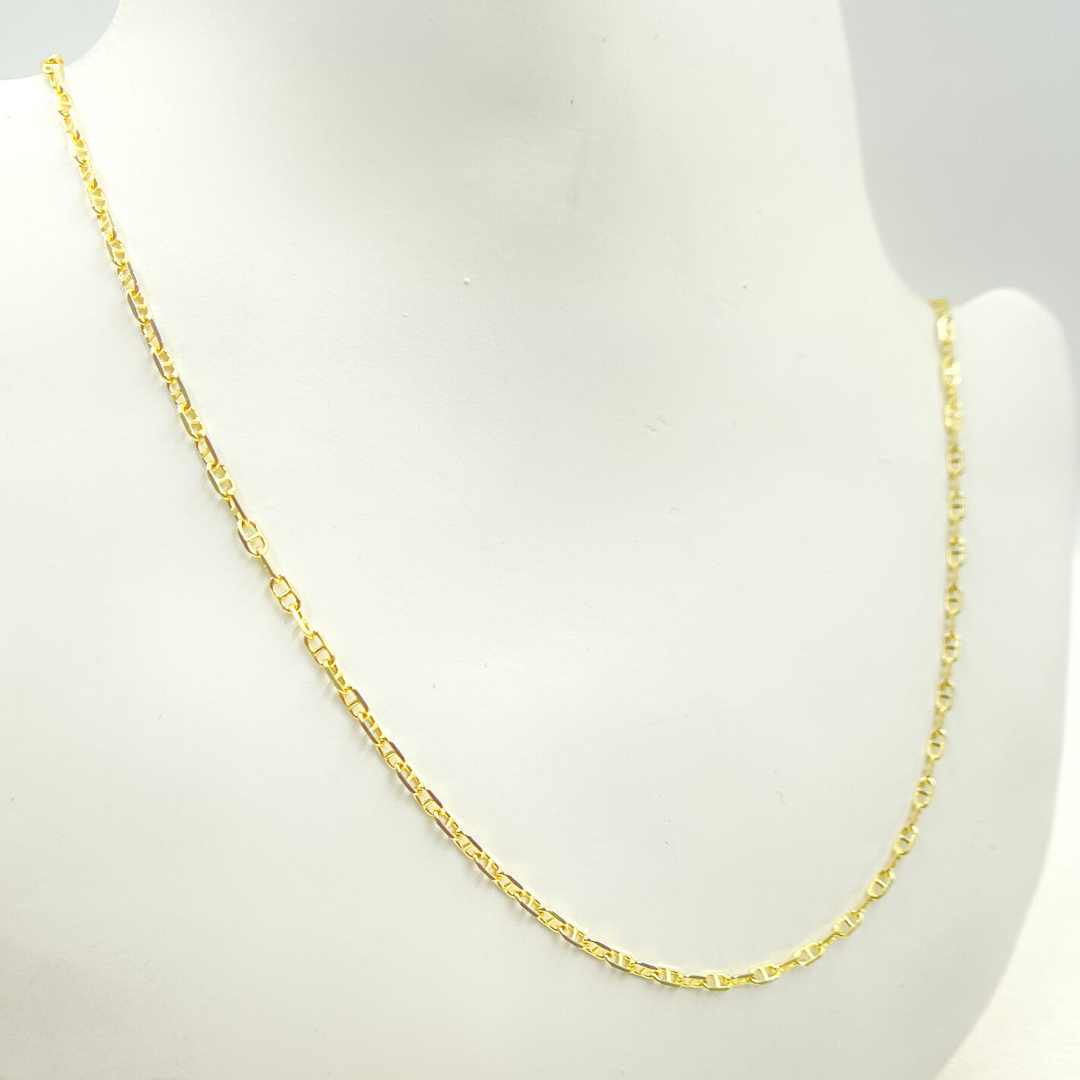 050FLP1T5. 14K Solid Yellow Gold Diamond Cut Marina Link Chain