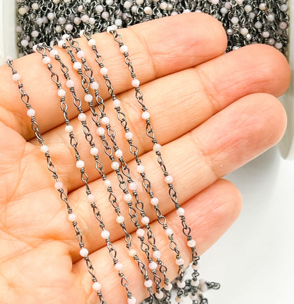 Pink Opal faceted Roundel Wire Wrapped Chain