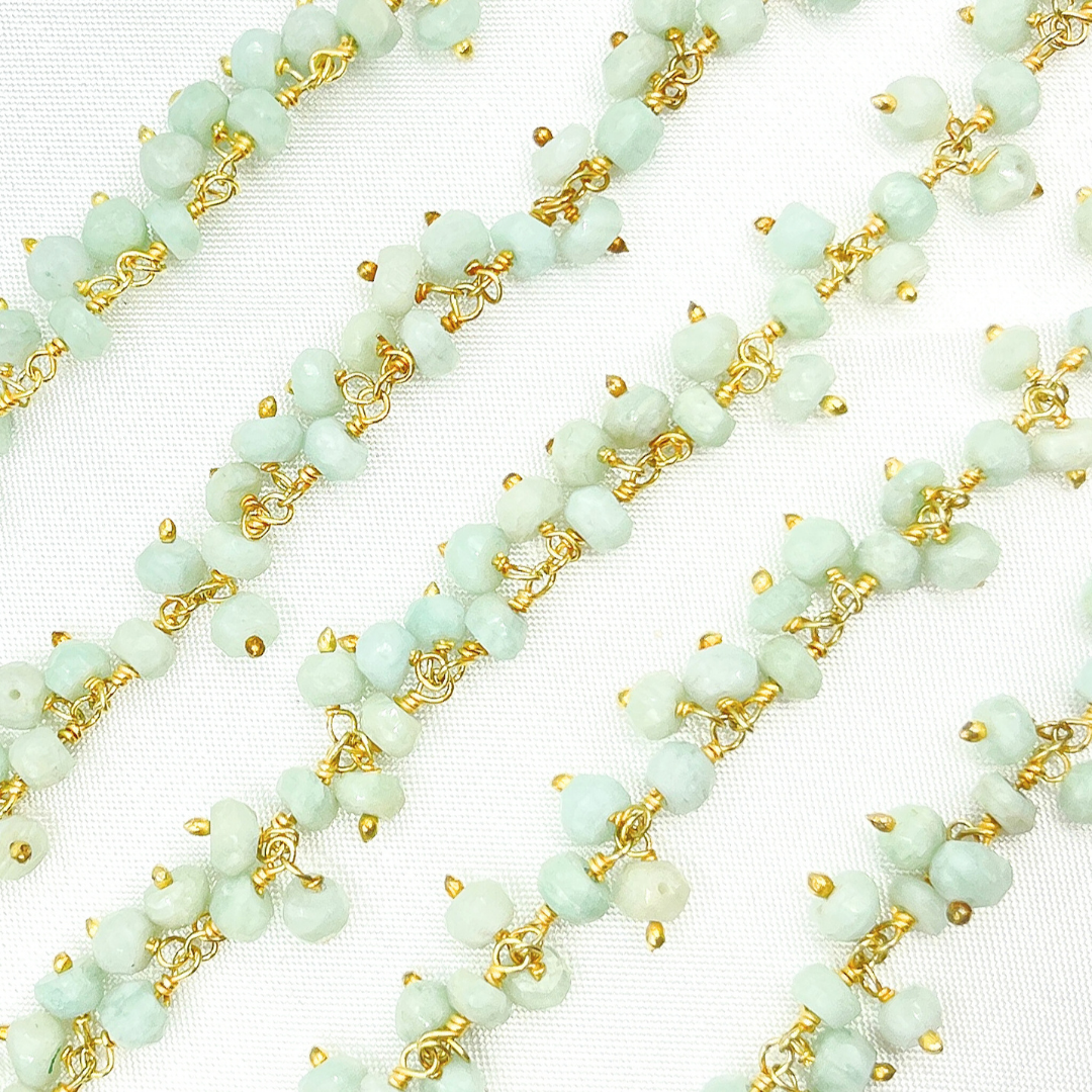 Amazonite Cluster Dangle Gold Plated Wire Chain. AMZ23