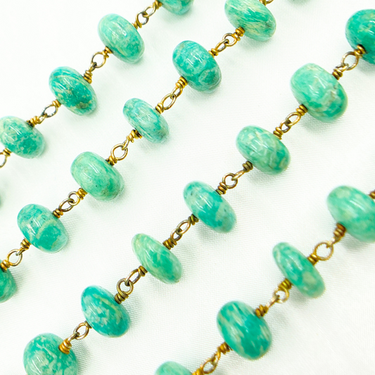 Amazonite Gold Plated Wire Chain
