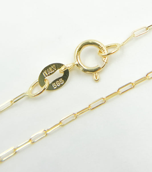 14k Solid Gold Paperclip Chain.
