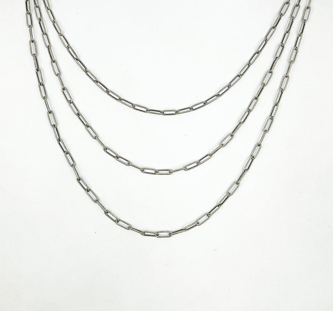 Oxidized 925 Sterling Silver Paperclip Chain. 2903OX
