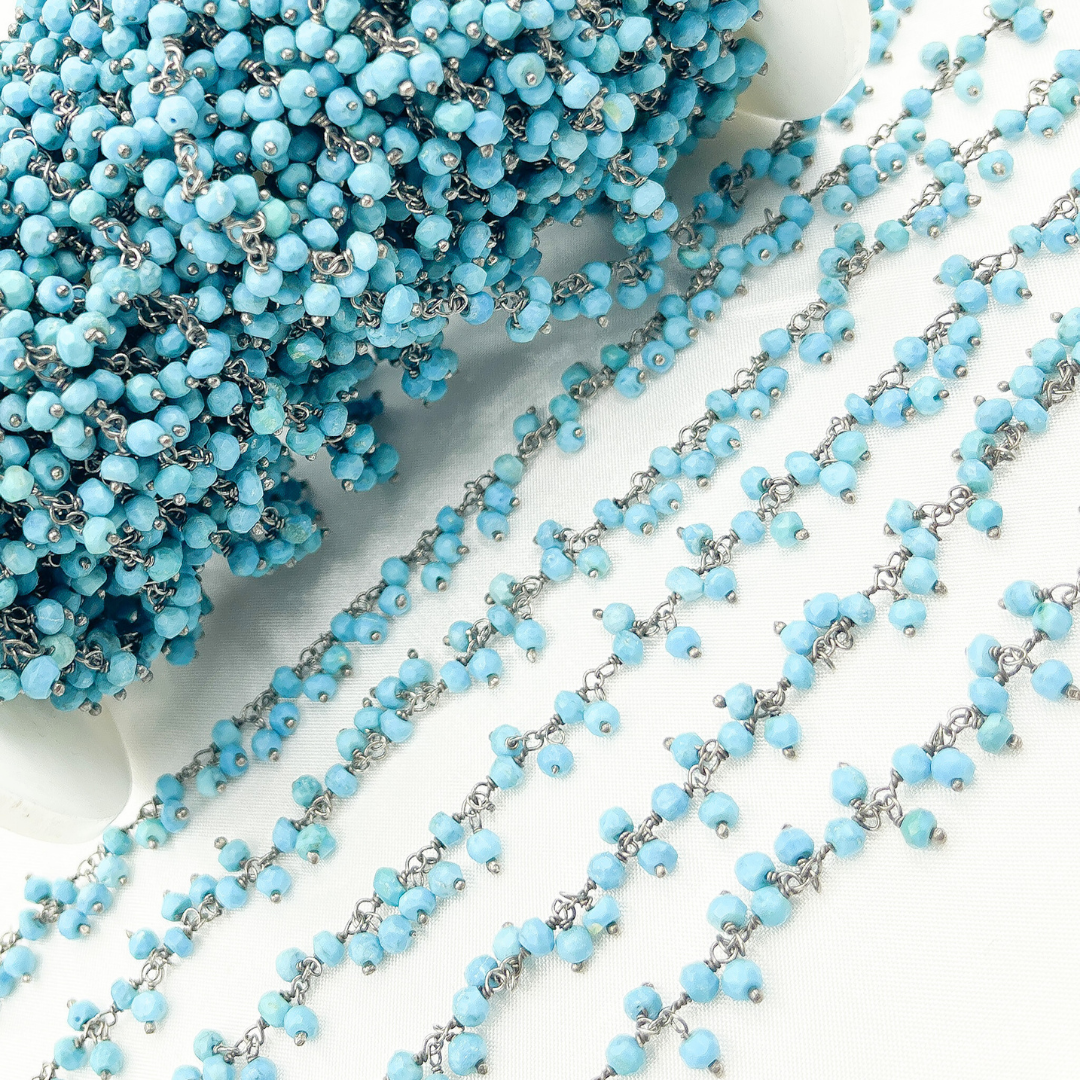 Turquoise Cluster Dangle 3.5mm Oxidized Wire Chain.