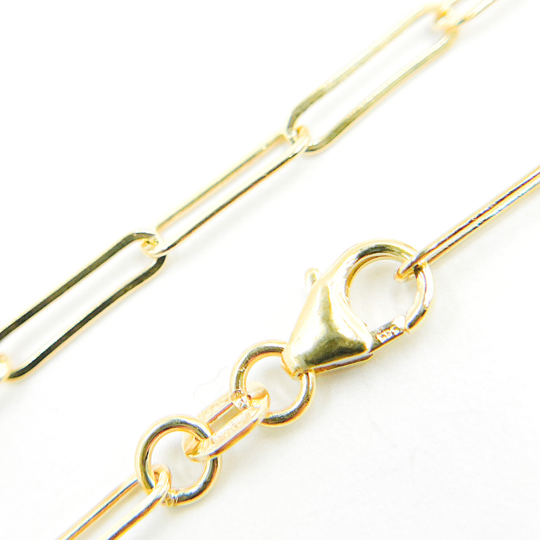 172BB. 14K Solid Gold Flat Paperclip Chain