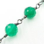 Load image into Gallery viewer, Green Onyx Rondel Faceted Shape Oxidized Wire Chain. GRE6
