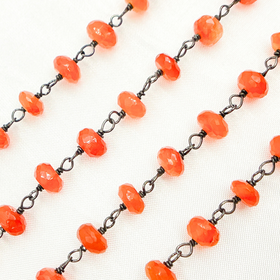 Carnelian Oxidized Stone Wire Chain. CAR7