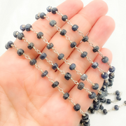 Coated Black Spinel 925 Sterling Silver Wire Chain