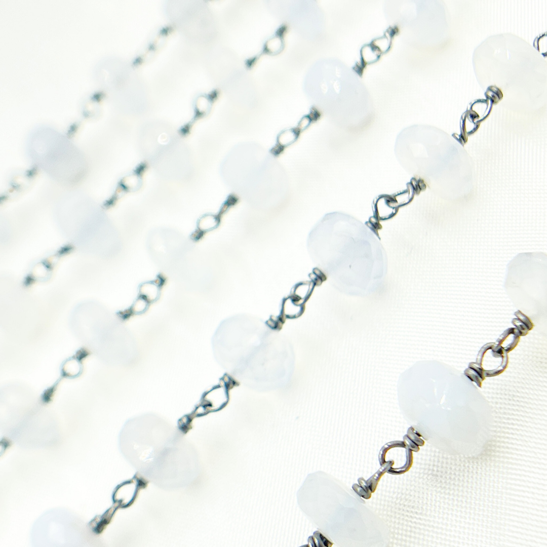 Natural Chalcedony Oxidized Wire Chain