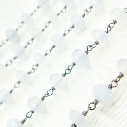 Natural Chalcedony Oxidized Wire Chain