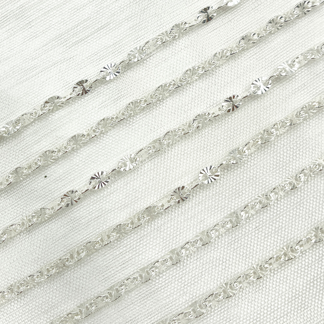 925 Sterling Silver Diamond Cut Marina Chain. 