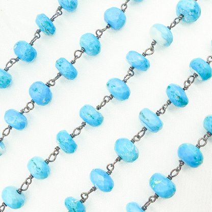 Turquoise Rondel Oxidized Wire Chain
