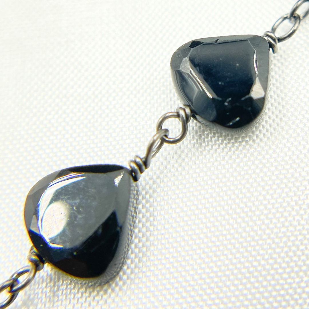 Black Spinel Heart Shape Oxidized Wire Chain