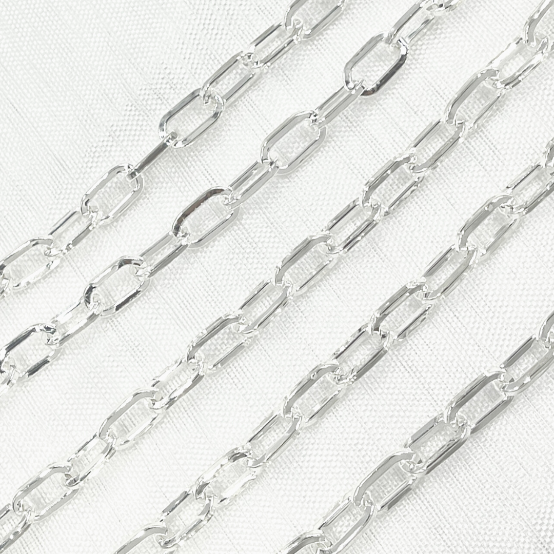 Sterling Silver Hollow Flat Paperclip Link Chain
