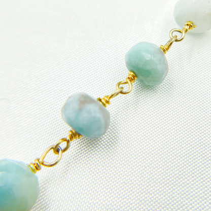 Larimar Gold Plated Wire Chain