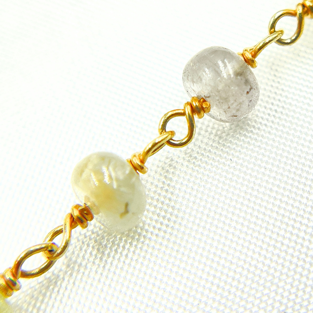 Multi Sapphire Pink Smooth Gold Plated Wire Chain.