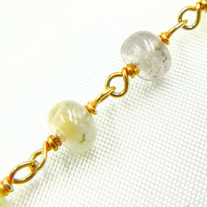 Multi Sapphire Pink Smooth Gold Plated Wire Chain.