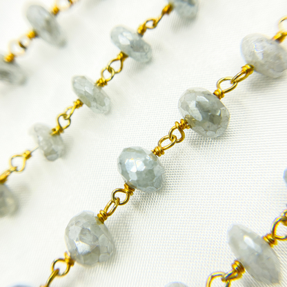 Coated Milky Aquamarine Gold Plated Wire Chain.