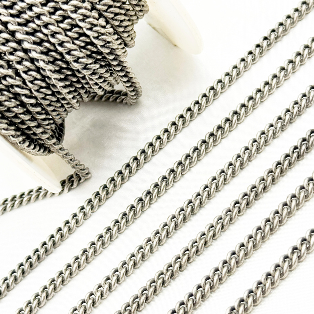 Oxidized 925 Sterling Silver Curb Chain. X21OX