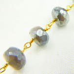 Load image into Gallery viewer, Coated Grey Moonstone Gold Plated Wire Chain. CMS81
