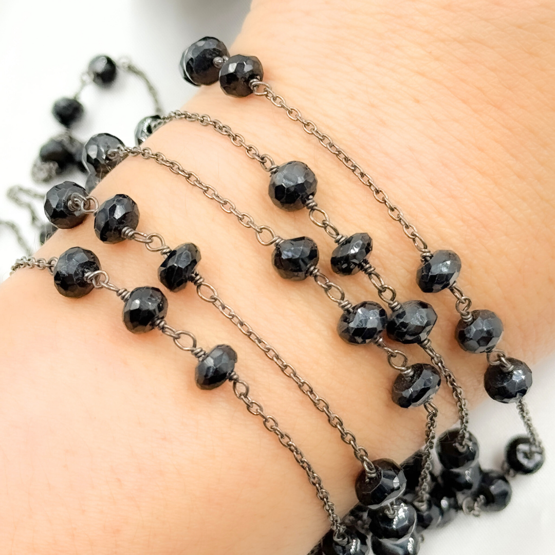 Black Spinel Oxidized Connected Wire Chain. BSP32