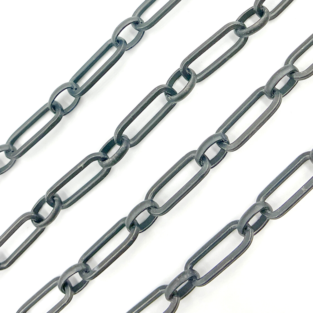  Black Rhodium Matt Sterling Silver Paperclip Chain