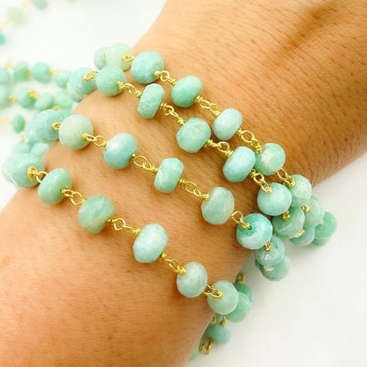Amazonite Gold Plated Wire Chain.