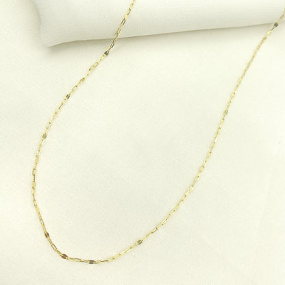 14K Solid Gold Paper Clip and Flat Marina Link Chain