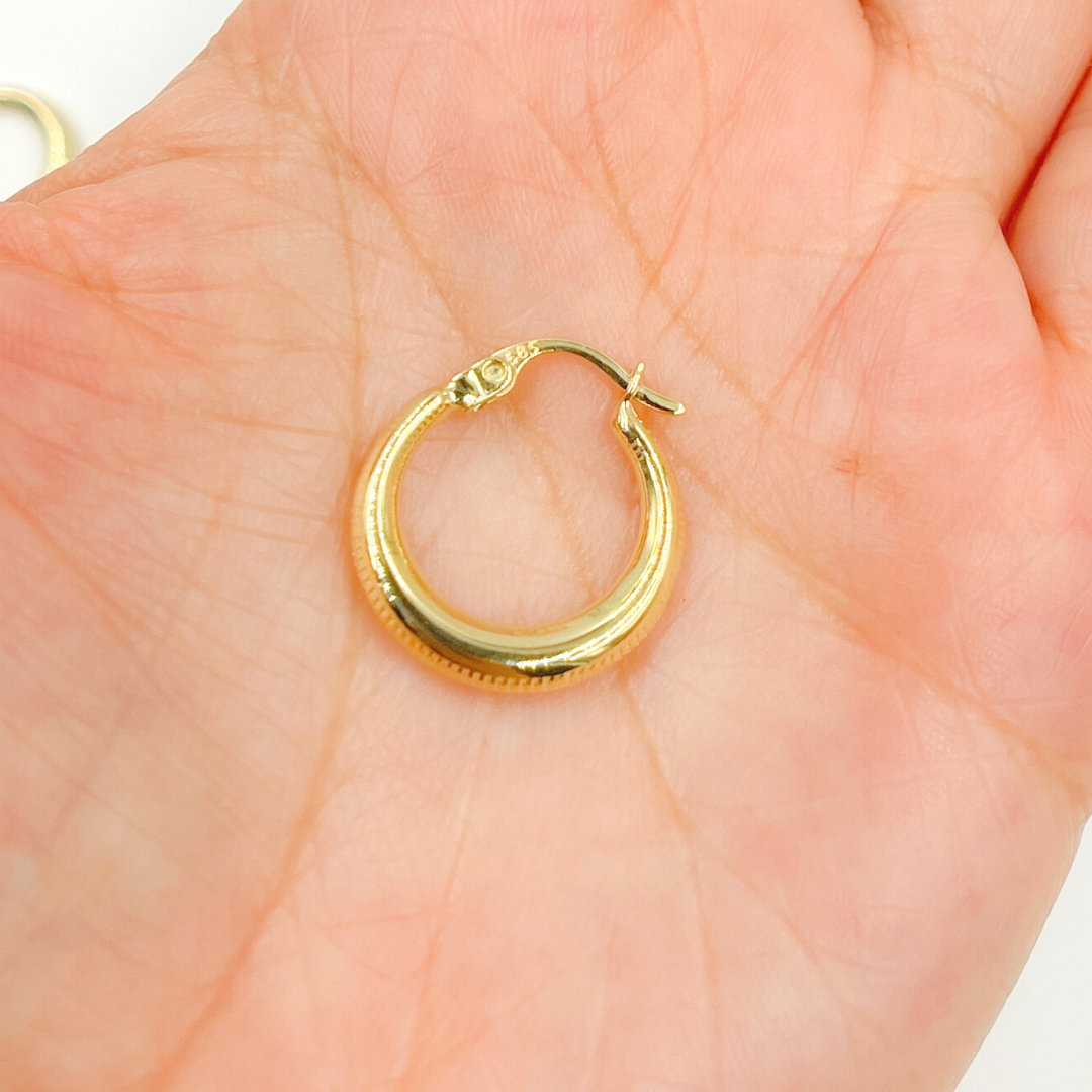 14K Solid Gold Chunky Textured Hoop