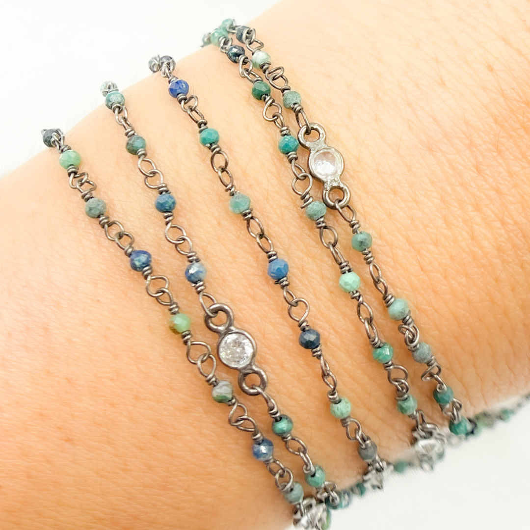 Chrysocolla and C.Z. Oxidized Wire Chain.