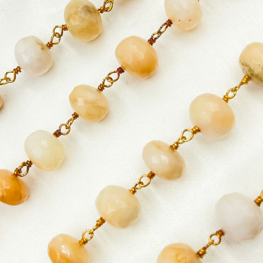 Pink Opal Gold Plated Wire Chain